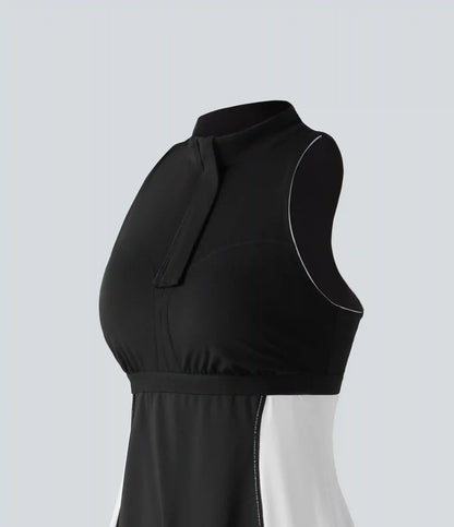 Halara UltraSculpt™ Mock Neck Built-in Bra Racerback Color Block Mini Golf Active Dress