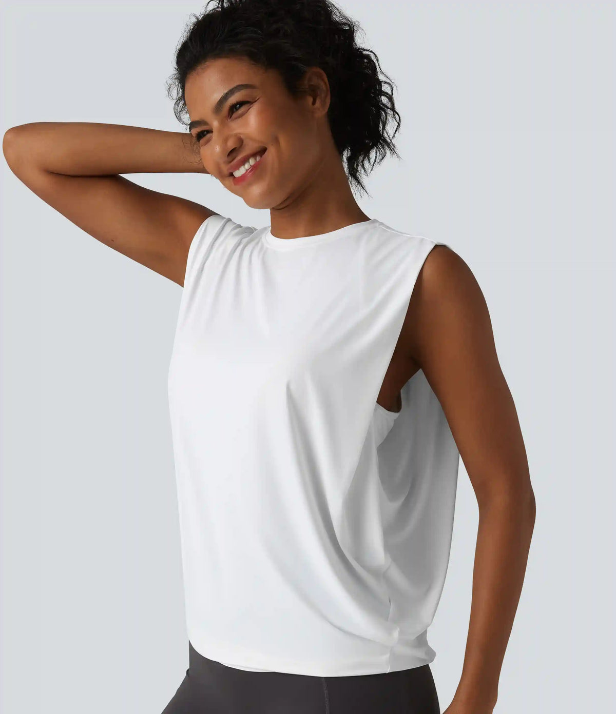 Round Neck Crossover InstantCool Yoga Tank Top-UPF50+