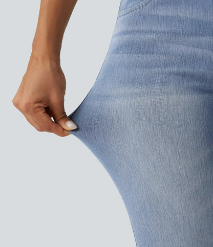 Halara Flex™ High-Waisted Denim Casual Capri Leggings with Pockets