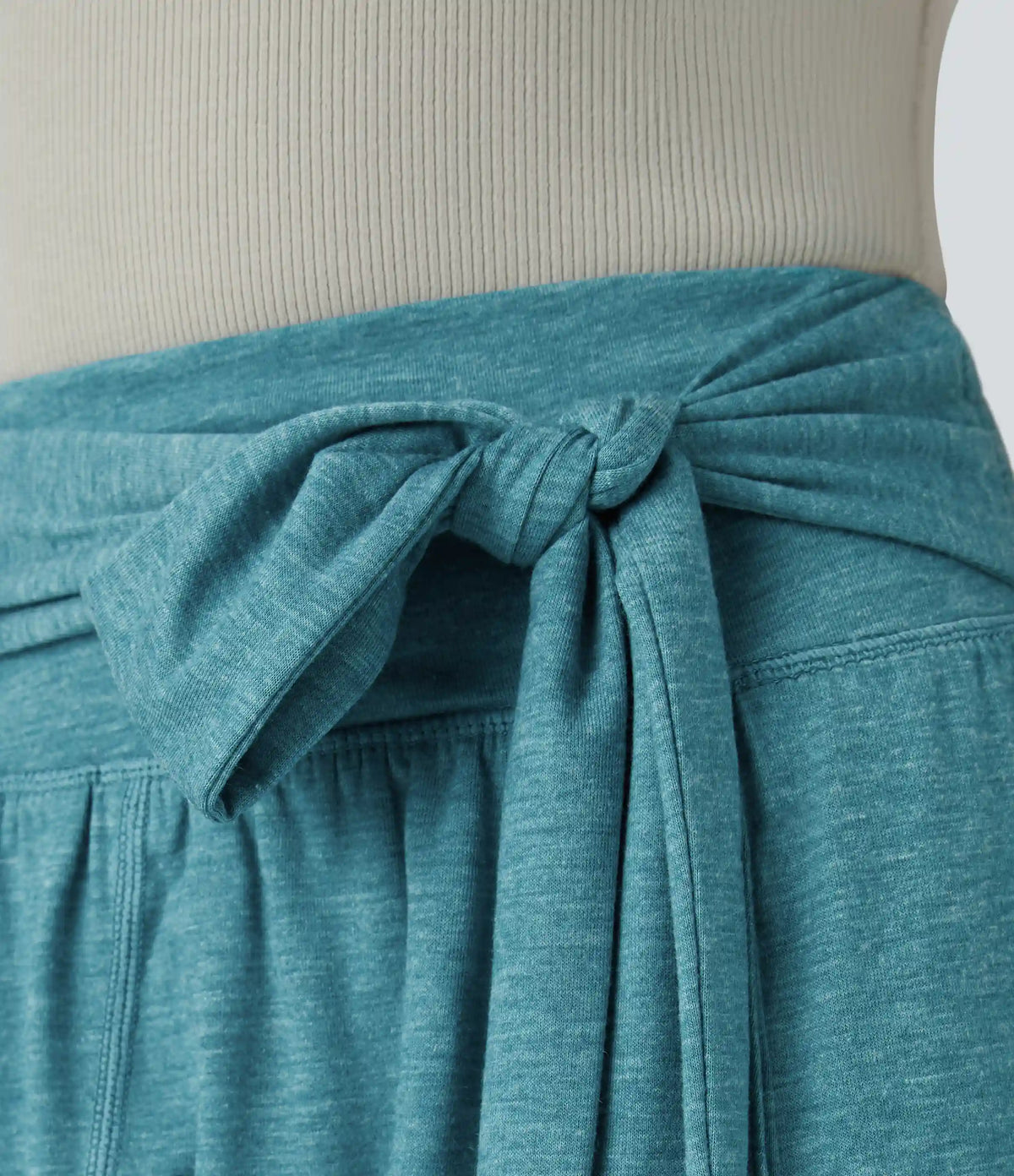 Mid Rise Tie Pockets Casual Harem Pants