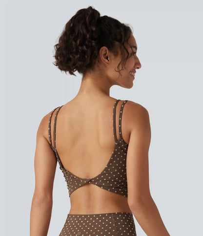 Halara UltraSculpt™ Light Support Backless Built-in Bra Flocked Polka Dot Yoga Sports Bra