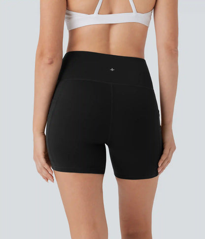 SoftlyZero™ High Waisted Double Pockets Yoga Biker Shorts 5''