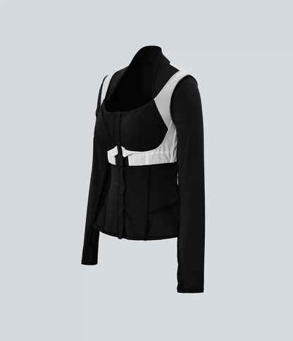 Halara UltraSculpt™ Push-Up Long Sleeve Thumb Hole Zipper Ruffle Hem Yoga Curvy Jacket