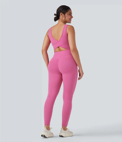 Halara UltraSculpt™ V Neck Tummy Control Butt Lifting Workout Jumpsuit with Pockets