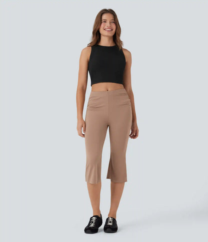 Mid Rise Capri Flare Work Pants