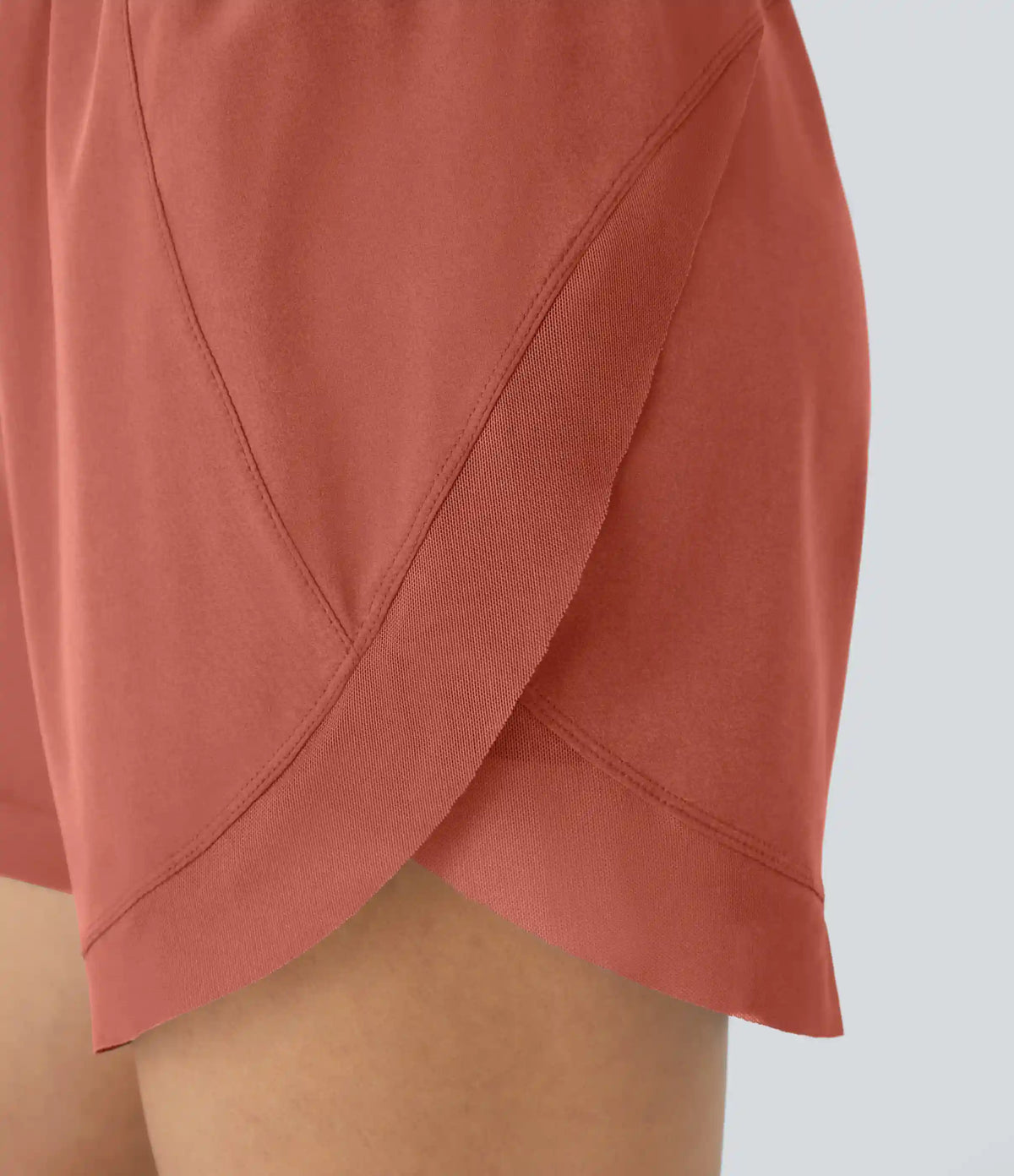 Mid Rise Drawstring Contrast Mesh 2-in-1 Flowy Running Shorts 5''
