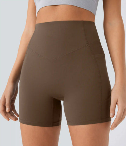 Halara UltraSculpt™ High Waisted Scrunch Butt Lifting Tummy Control Pocket Shaping Workout Biker Shorts 5''