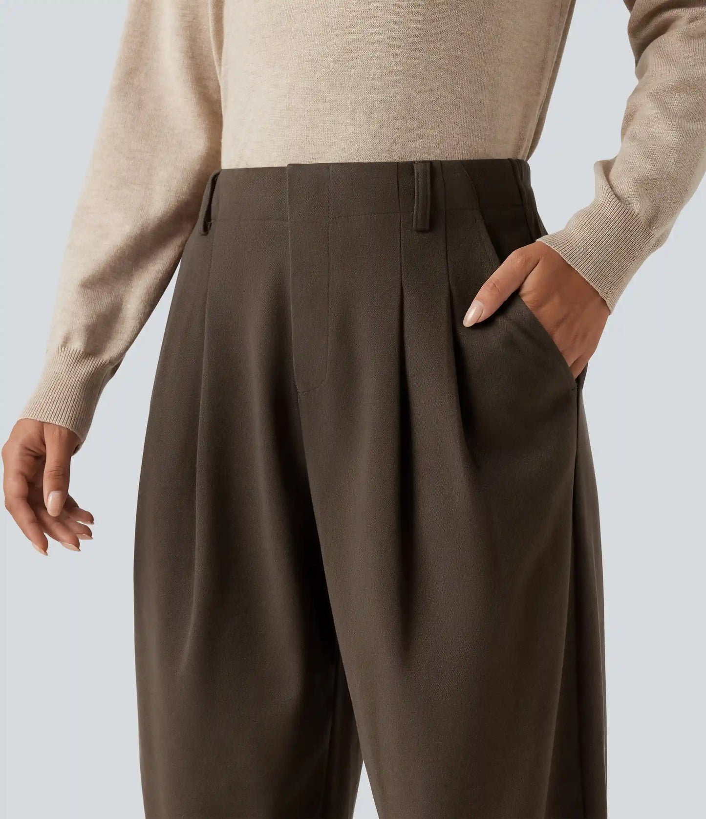 High Waisted Tapered Work Pants with Pockets