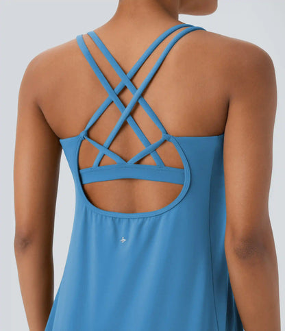 SoftlyZero™ Plush Cut Out Pocket 2-Piece Mini Yoga Active Dress