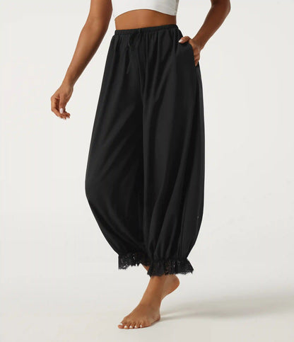 Breezeful™ High Waisted Drawstring Contrast Lace Quick Dry Dance with Pockets