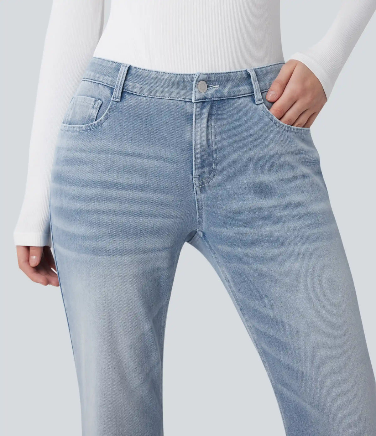 Halara Flex™ Low Rise Flare Washed Casual Jeans with Pockets