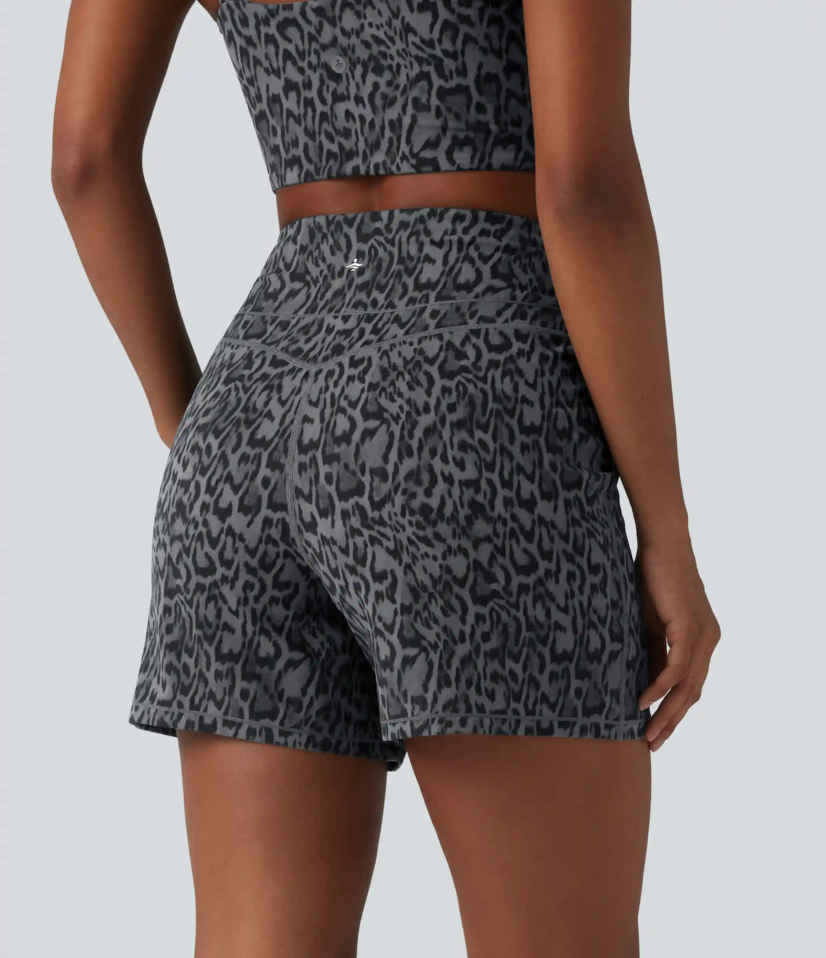 Halara UltraSculpt™ Leopard Print High Waisted Tummy Control Straight Leg Yoga Shorts 5'' with Pockets