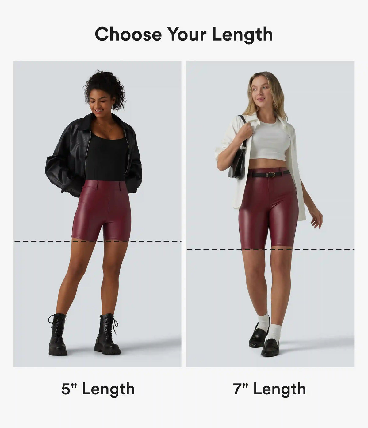 High Waisted Stretchy PU Casual Biker Shorts 5'' with Pockets