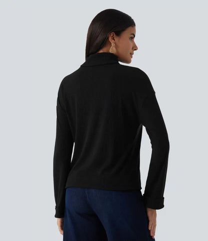 High Neck Long Sleeve Casual Top
