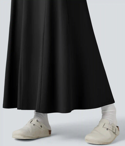 Henley Long Sleeve Flare Maxi Casual Dress
