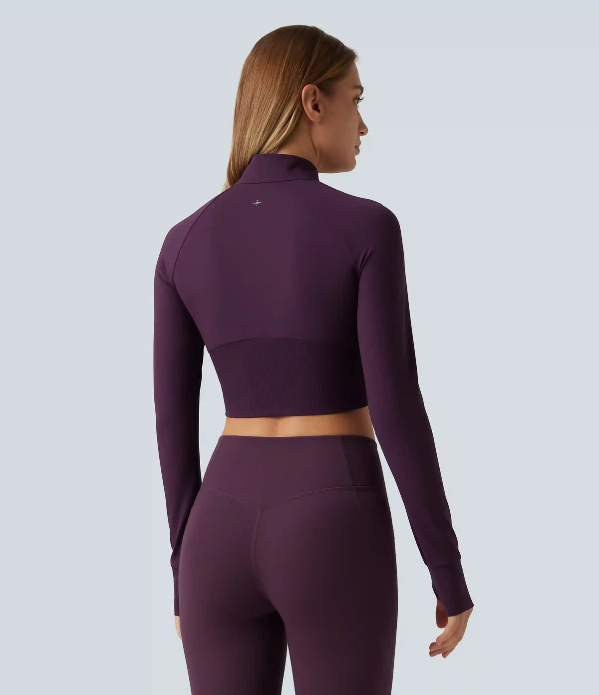Halara UltraSculpt™ Mock Neck Raglan Long Sleeve Thumb Hole Cropped Yoga Jacket