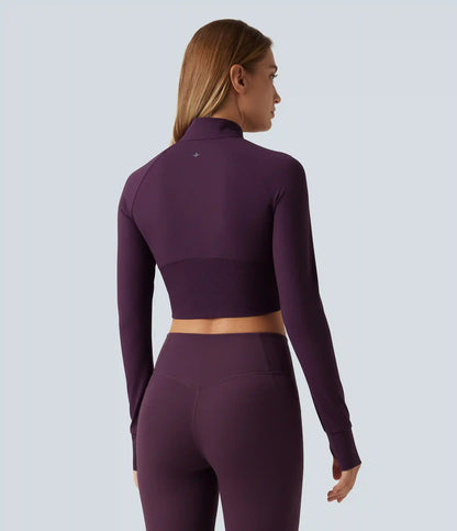 Halara UltraSculpt™ Mock Neck Raglan Long Sleeve Thumb Hole Cropped Yoga Jacket