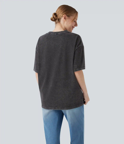 Halara Flex™ Round Neck Short Sleeve Denim Casual T-Shirt