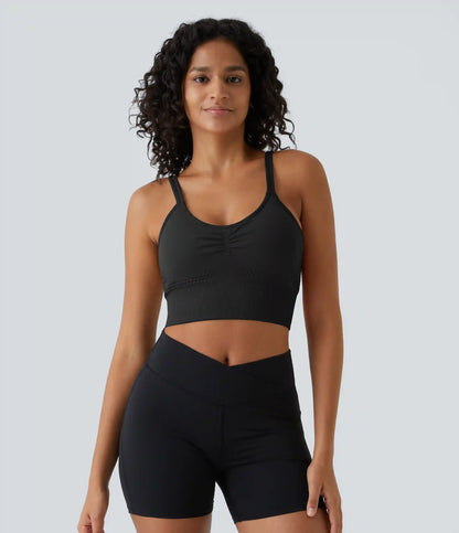 OneForm Seamless Flow Low Support Ruched Double Straps Sports Bra A-D Cups