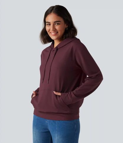 Hooded Long Sleeve Lounging Sweatshirt with Pocket