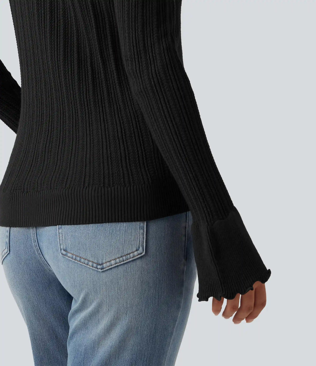 Square Neck Long Sleeve Casual Sweater