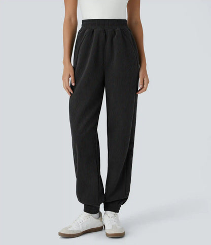High Waisted Pocket Corduroy Casual Joggers