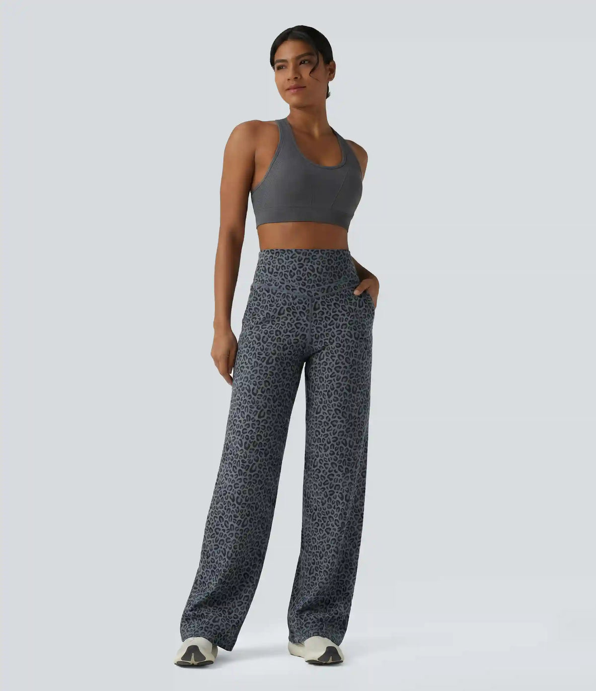 Halara UltraSculpt™ Leopard Print High Waisted Tummy Control Straight Leg Yoga Pants with Pockets