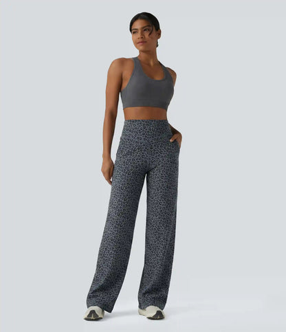 Halara UltraSculpt™ Leopard Print High Waisted Tummy Control Straight Leg Yoga Pants with Pockets