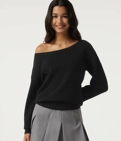 Long Sleeve Waffle Casual Sweater