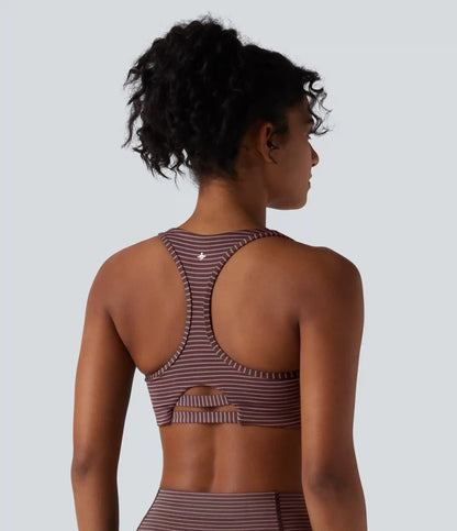 Medium Support Racerback Stripes Training Sports Bra