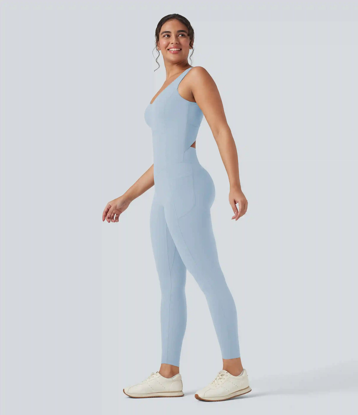 Halara UltraSculpt™ V Neck Tummy Control Butt Lifting Workout Jumpsuit with Pockets