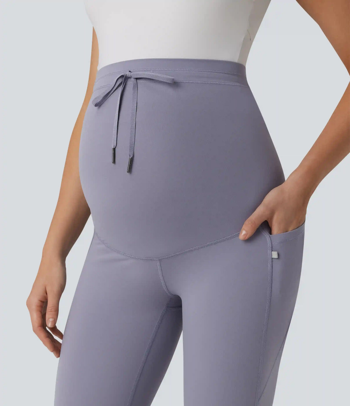 Halara UltraSculpt™ Ultra High-Waist Drawstring Plain 7/8 Yoga Maternity Leggings with Pockets