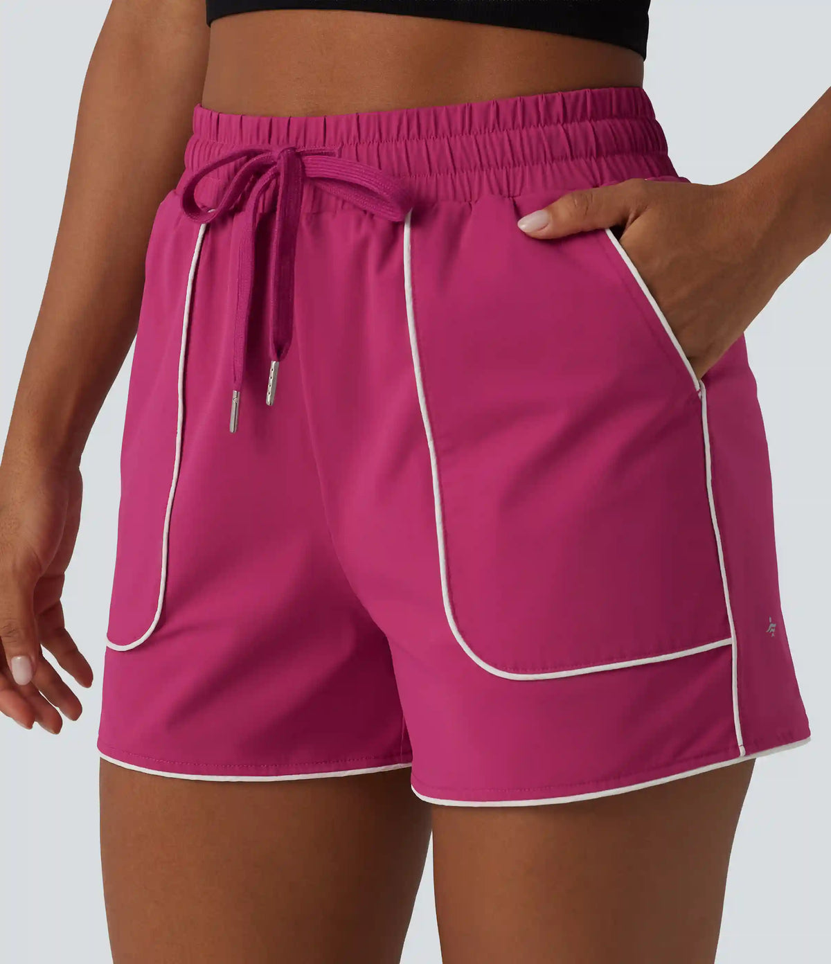 High Waisted Drawstring Quick Dry InstantCool Workout Shorts 3'' with Pockets-UPF40+