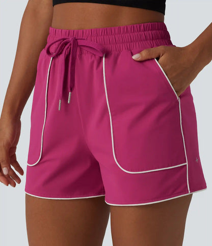 High Waisted Drawstring Quick Dry InstantCool Workout Shorts 3'' with Pockets-UPF40+