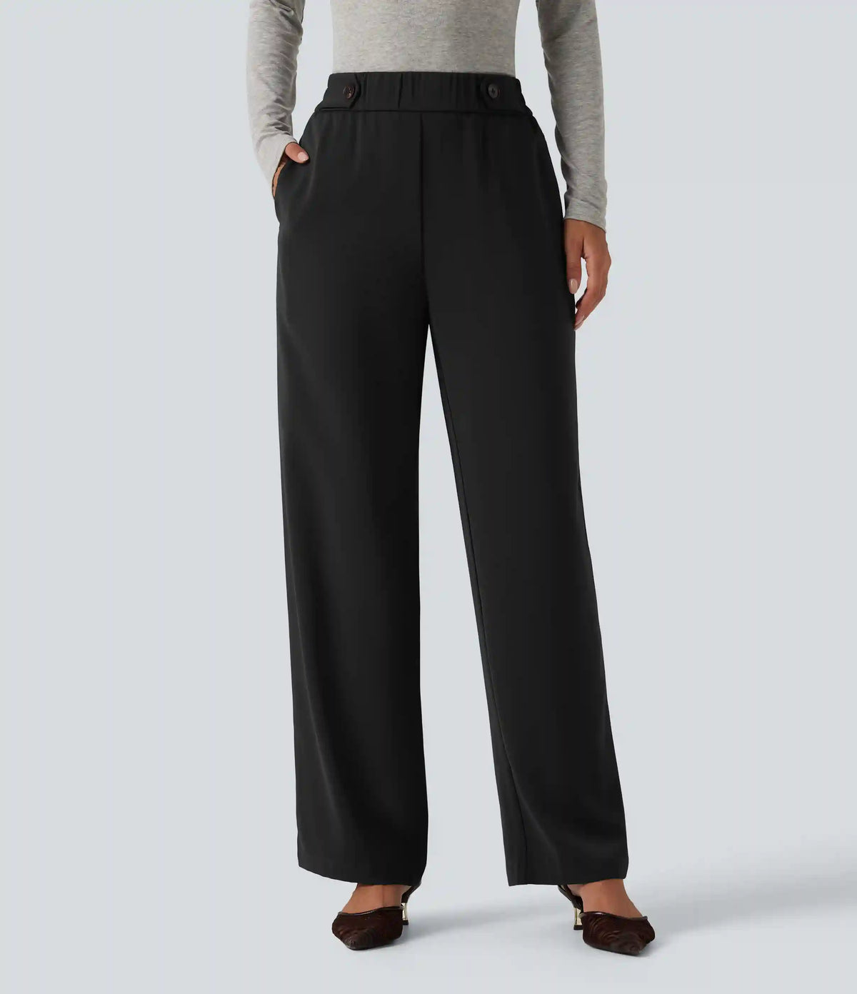 High Waisted Work Tapered Pants with Pockets