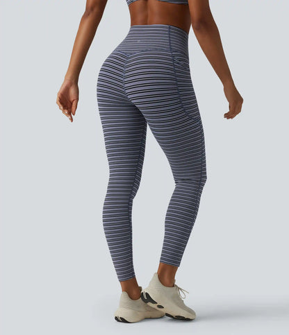 Halara UltraSculpt™ Jacquard Stripe High Waisted Tummy Control Running Leggings with Pockets