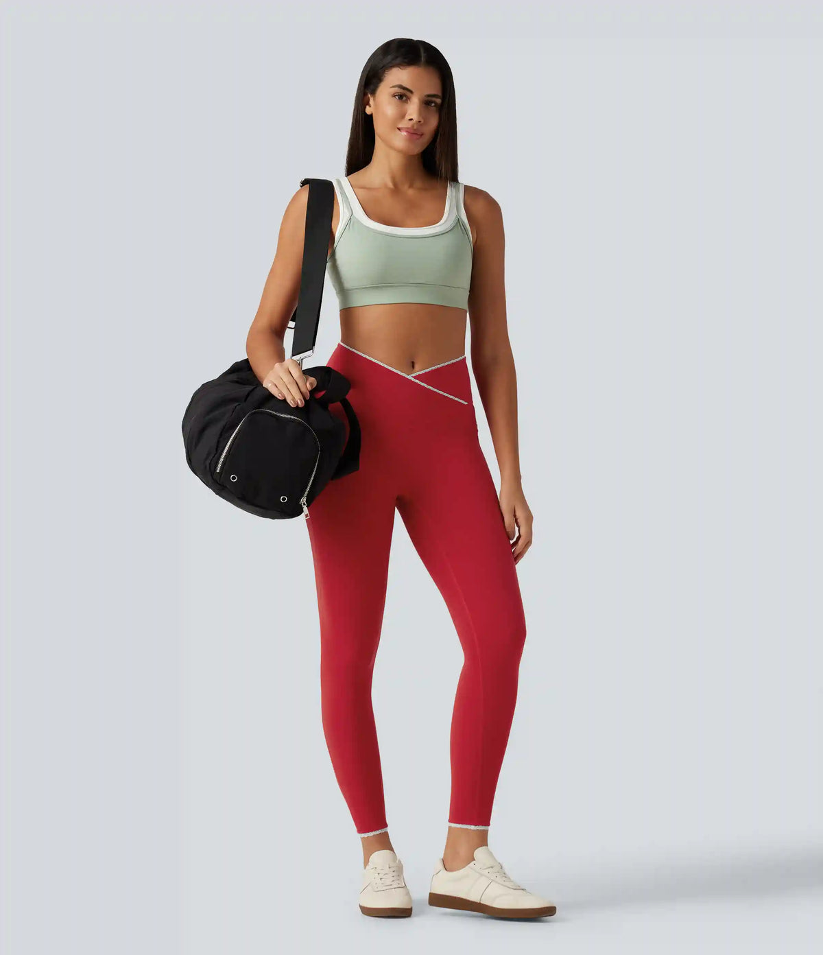 Halara UltraSculpt™ High Waisted Crossover Color Block Yoga Leggings with Pockets