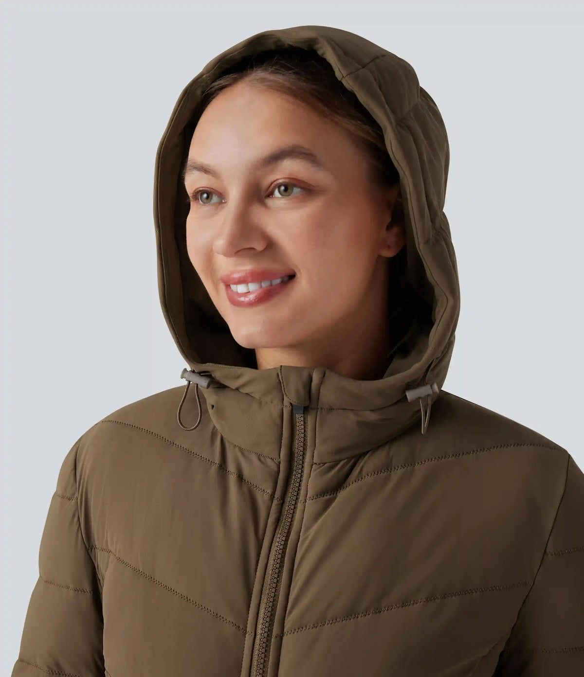 PuffFlex Hooded Longline Stretchy Casual Padded Jacket with Pockets