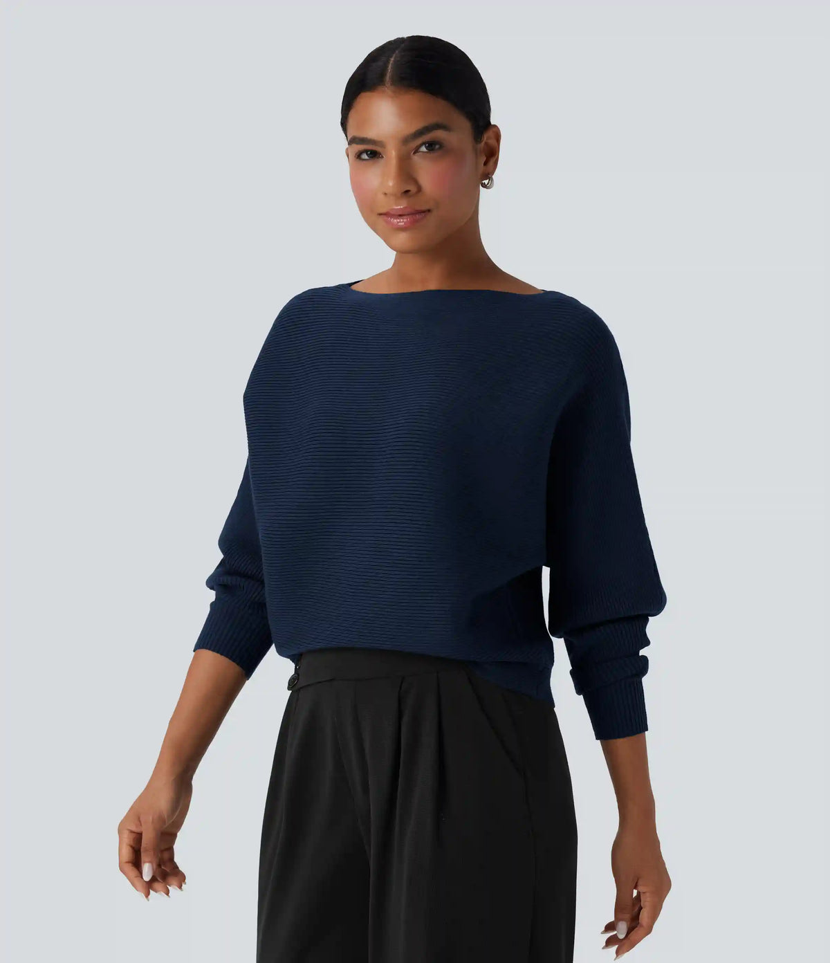 Boat Neck Batwing Sleeve Casual Sweater