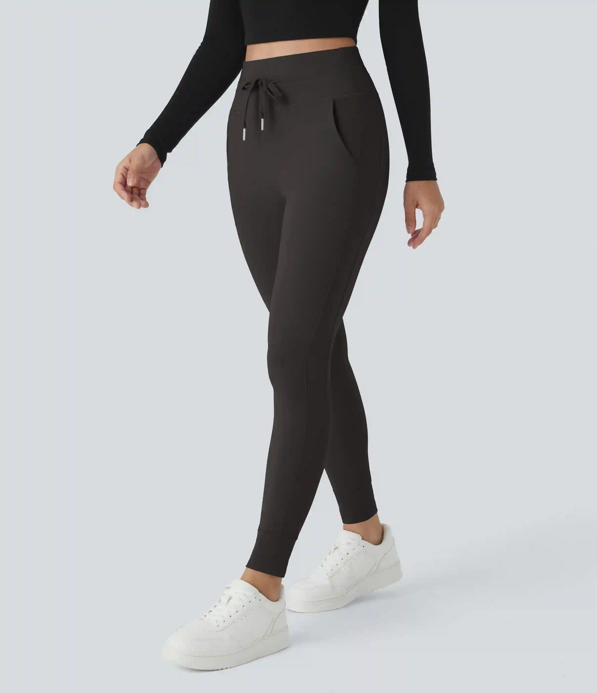 SoftlyZero™ Plush High Waisted Drawstring Pocket Plain Full Length Joggers