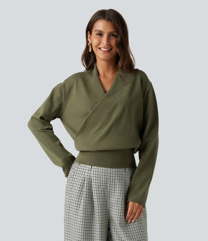 V Neck Long Sleeve Casual Sweater