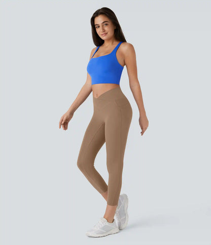 SoftlyZero™ High Waisted Crossover Pocket Capri Yoga Leggings