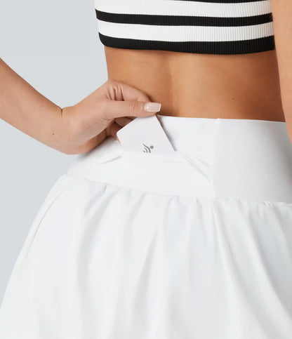 High Waisted 2-in-1 Micro Dance Bubble Skirt with Pockets