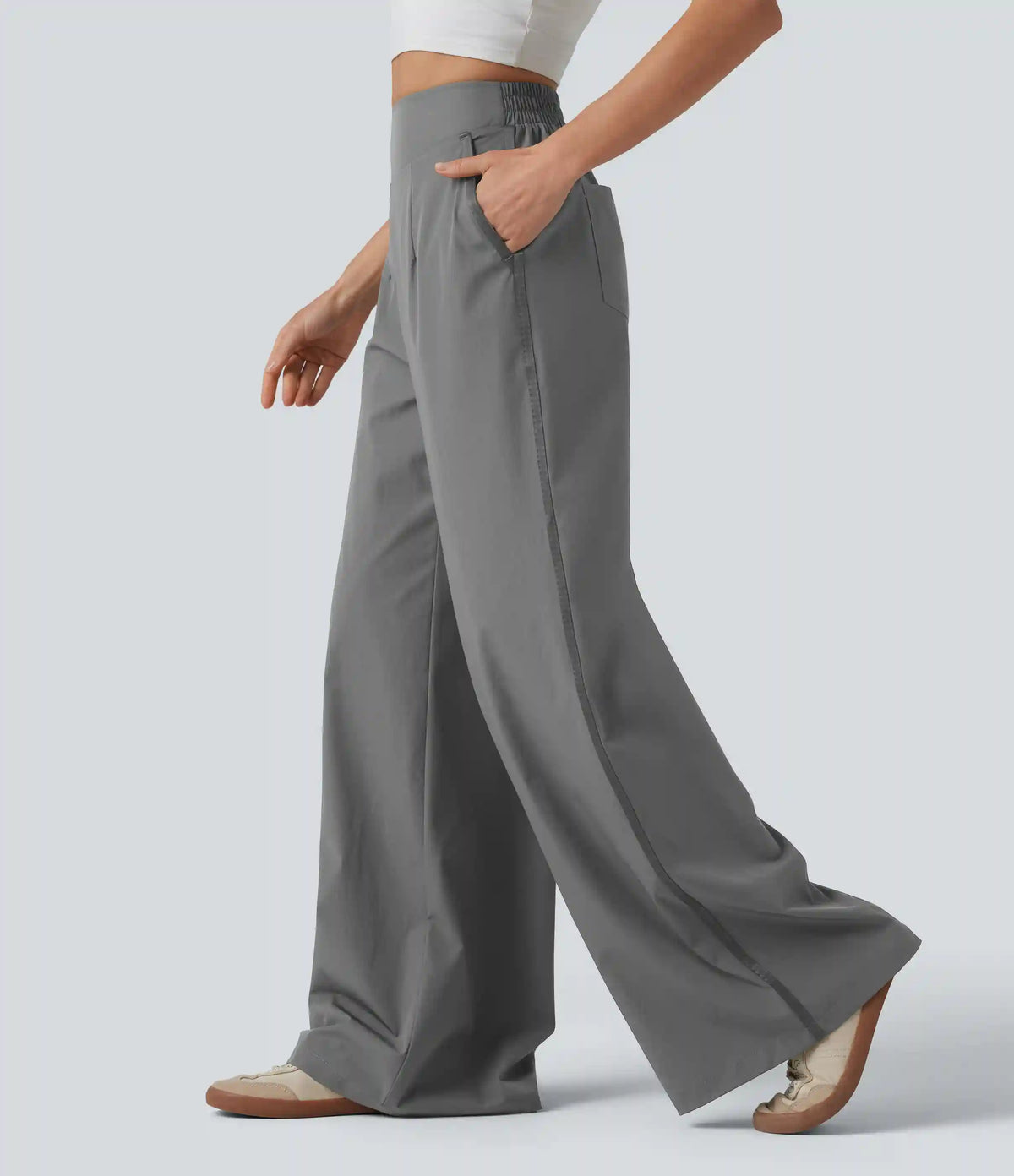 High Waisted Wide Leg Baggy Casual Pants with Pockets