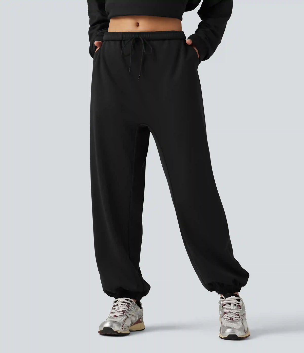 Low Rise Inner Drawstring Casual Jogger Sweatpants with Pockets