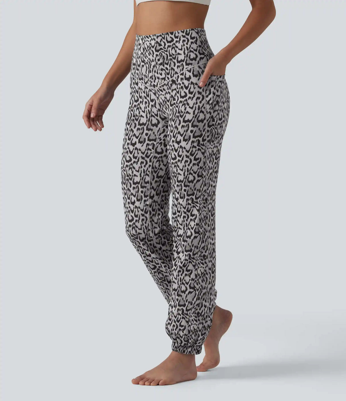 SoftlyZero™ Leopard Print High Waisted Dance Balloon Joggers with Pockets-UPF40+