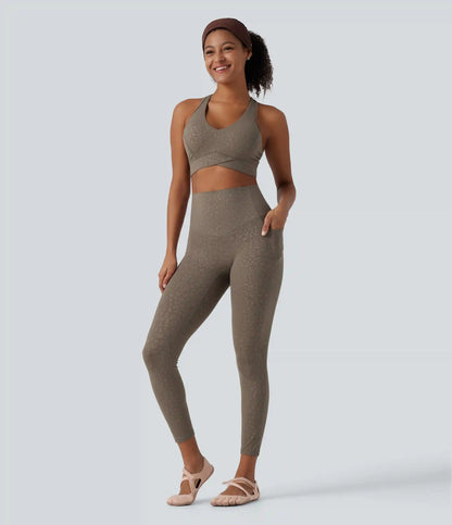 Halara UltraSculpt™ Leopard Print High Waisted Tummy Control Yoga Leggings with Pockets