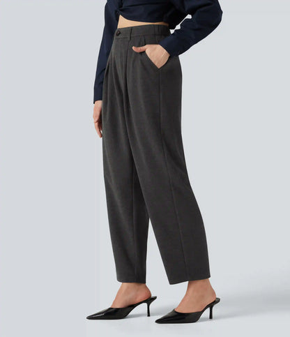 High Waisted Tapered Work Pants with Pockets