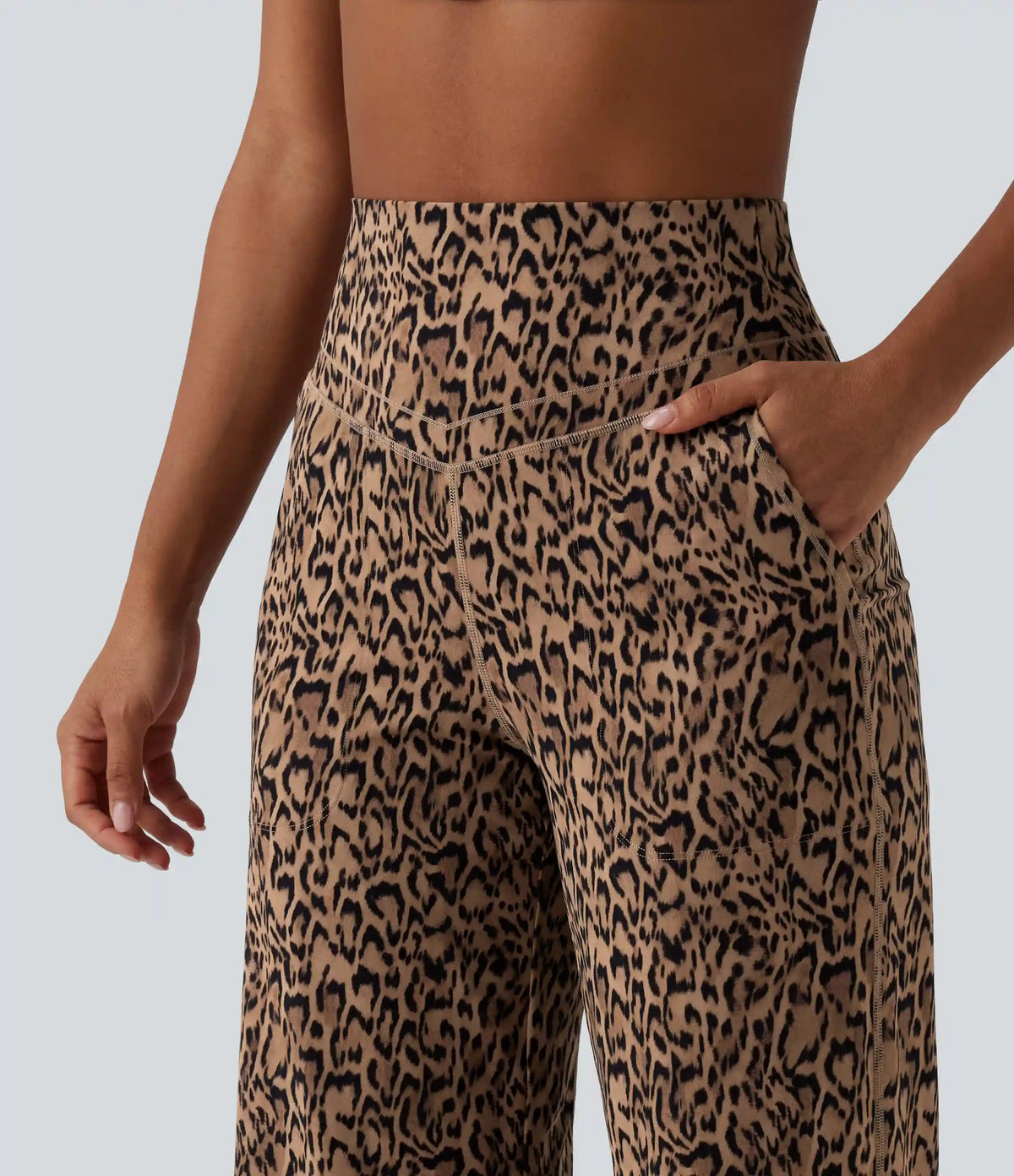 Halara UltraSculpt™ Leopard Print High Waisted Tummy Control Straight Leg Yoga Pants with Pockets