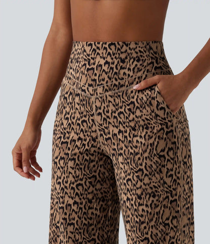 Halara UltraSculpt™ Leopard Print High Waisted Tummy Control Straight Leg Yoga Pants with Pockets